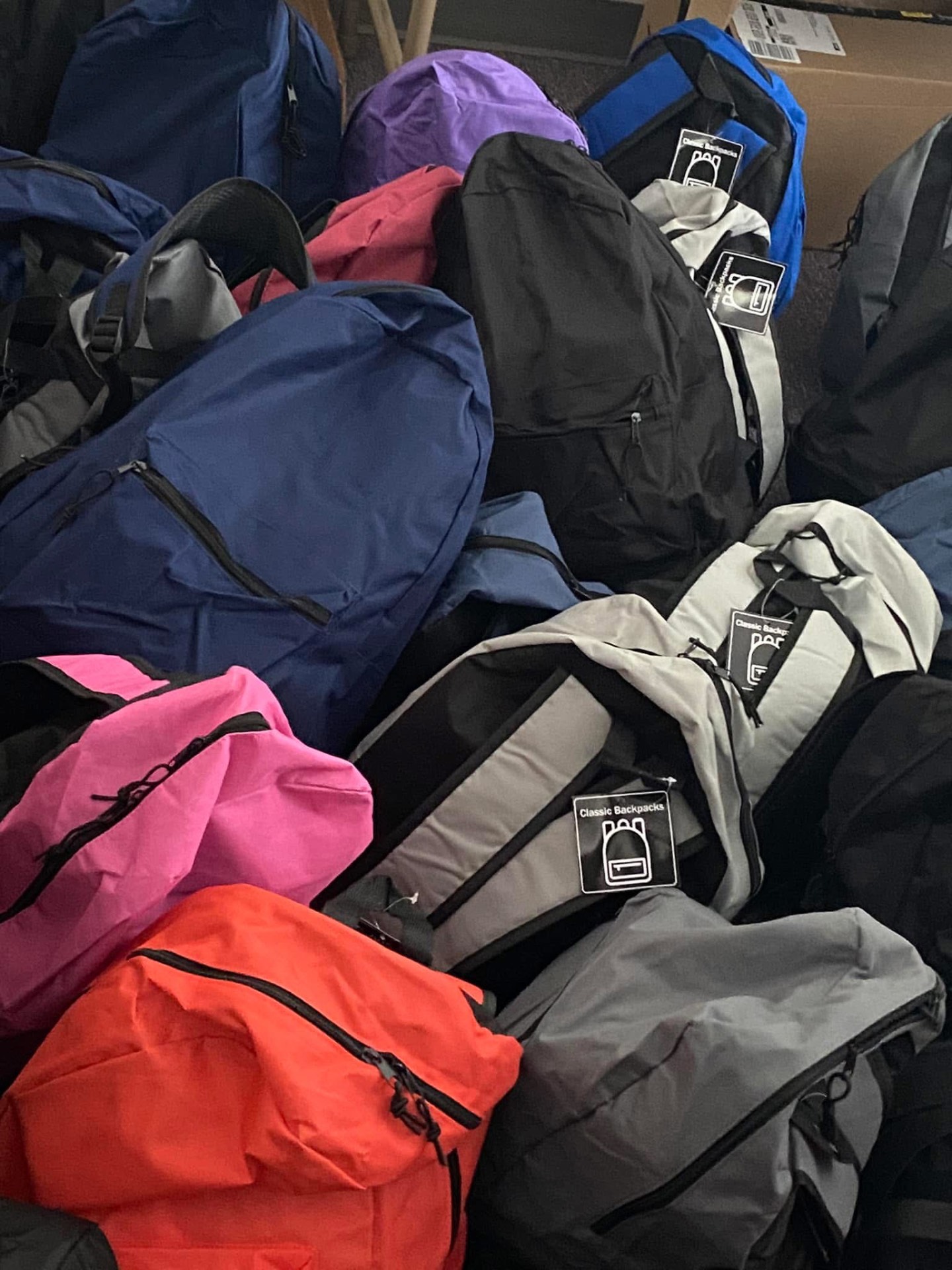 New backpacks gathered for Welcome Home with L.O.V.E. care packages